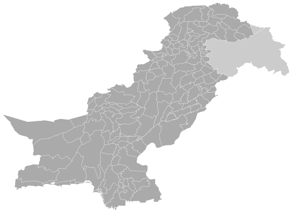 District map of Pakistan showing provinces, Islamabad, Azad Jammu and Kashmir, and Gilgit-Baltistan
